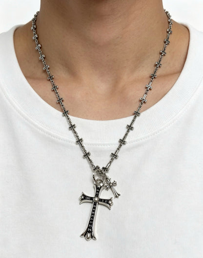 Chrome Hearts Sterling Silver Cross Necklace