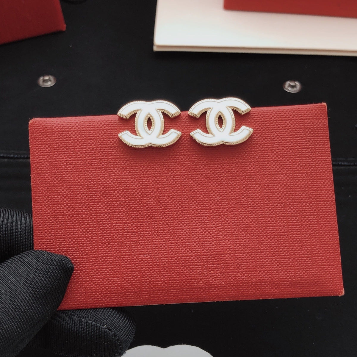Chanel White Brass Earrings