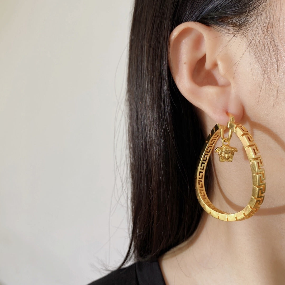 Versace Brass Medusa Earrings