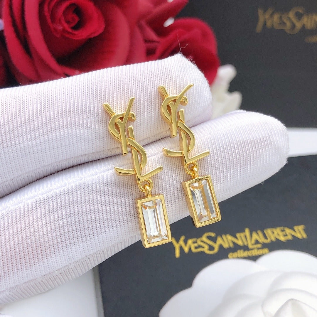 Saint Laurent Silver Logo Earrings