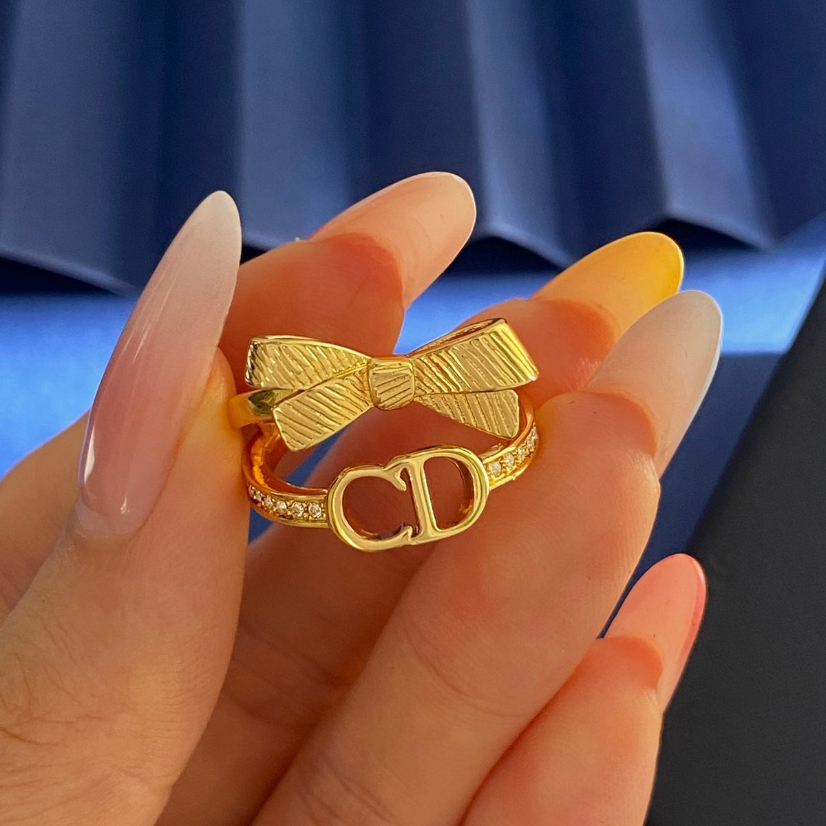 Dior Gold Brass Bow Ring