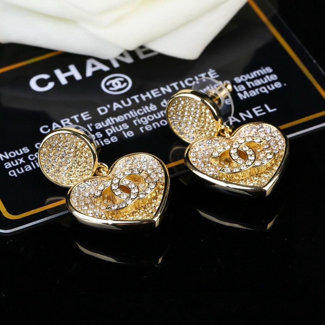 Chanel Brass Heart Earrings