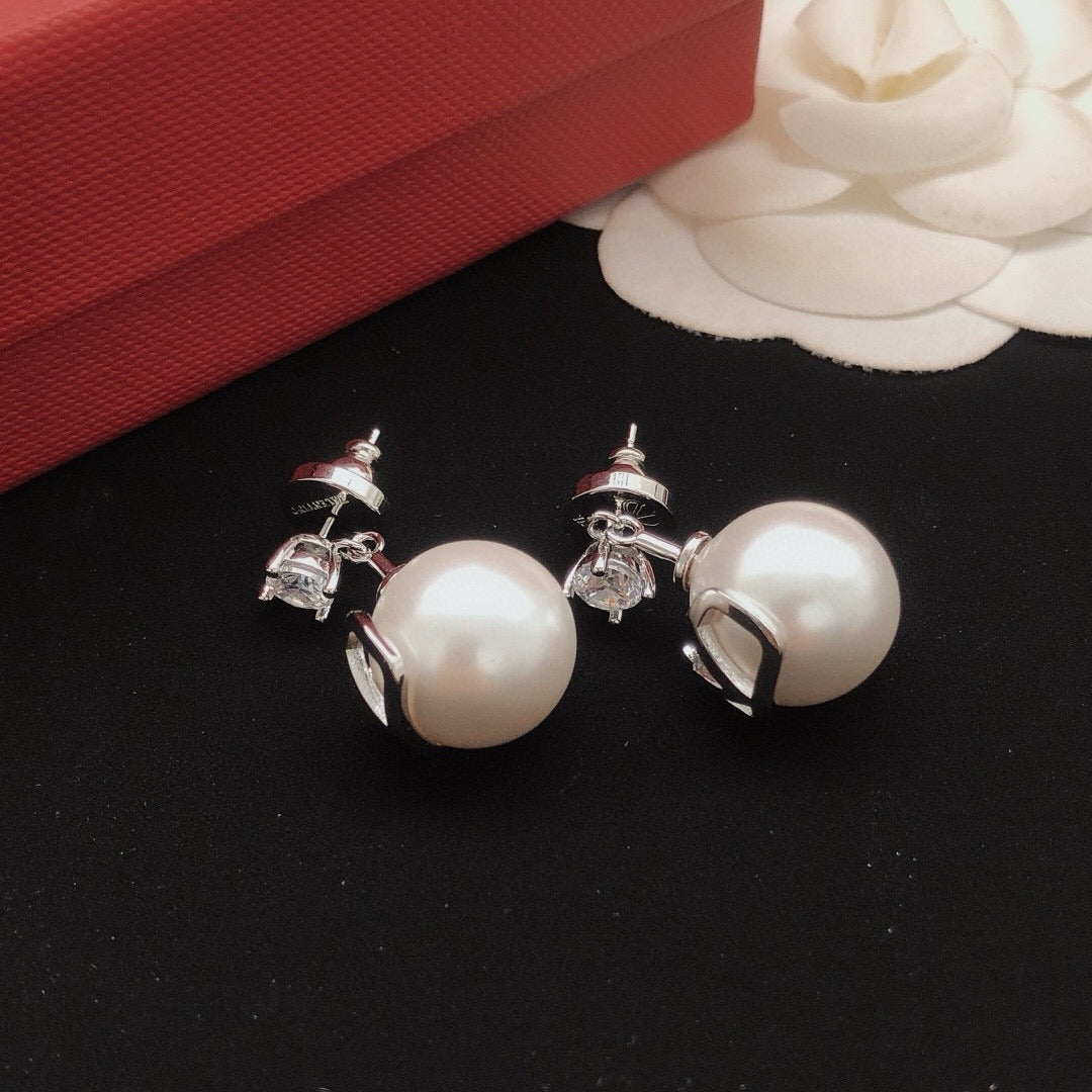 Valentino Brass Pearl Earrings