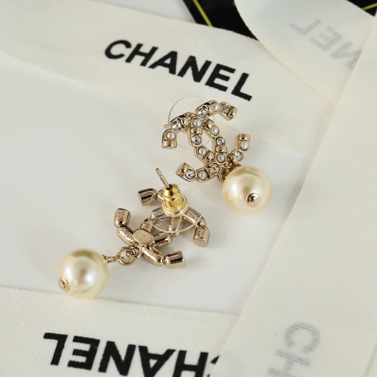 Chanel White Pearl Earrings