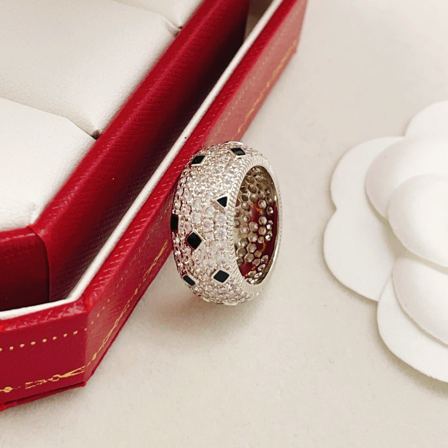 Cartier Silver Brass Leopard-Print Ring