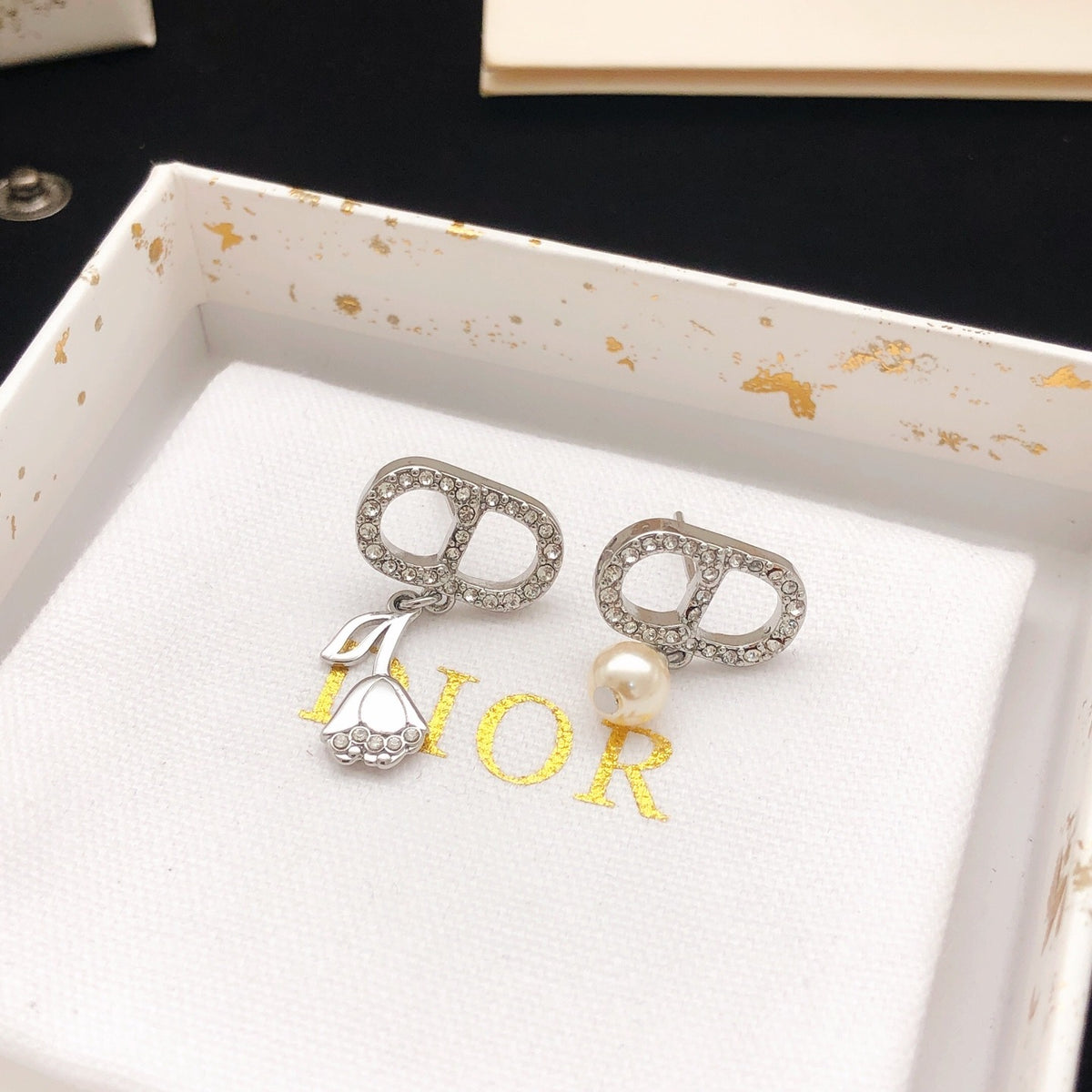 Dior Brass Pearl Earrings