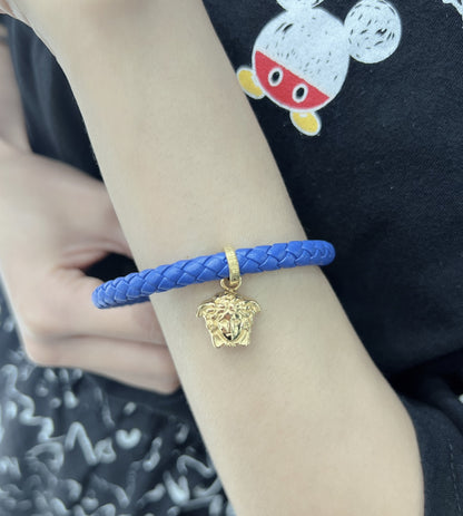 Versace Gold Leather Medusa Bracelet