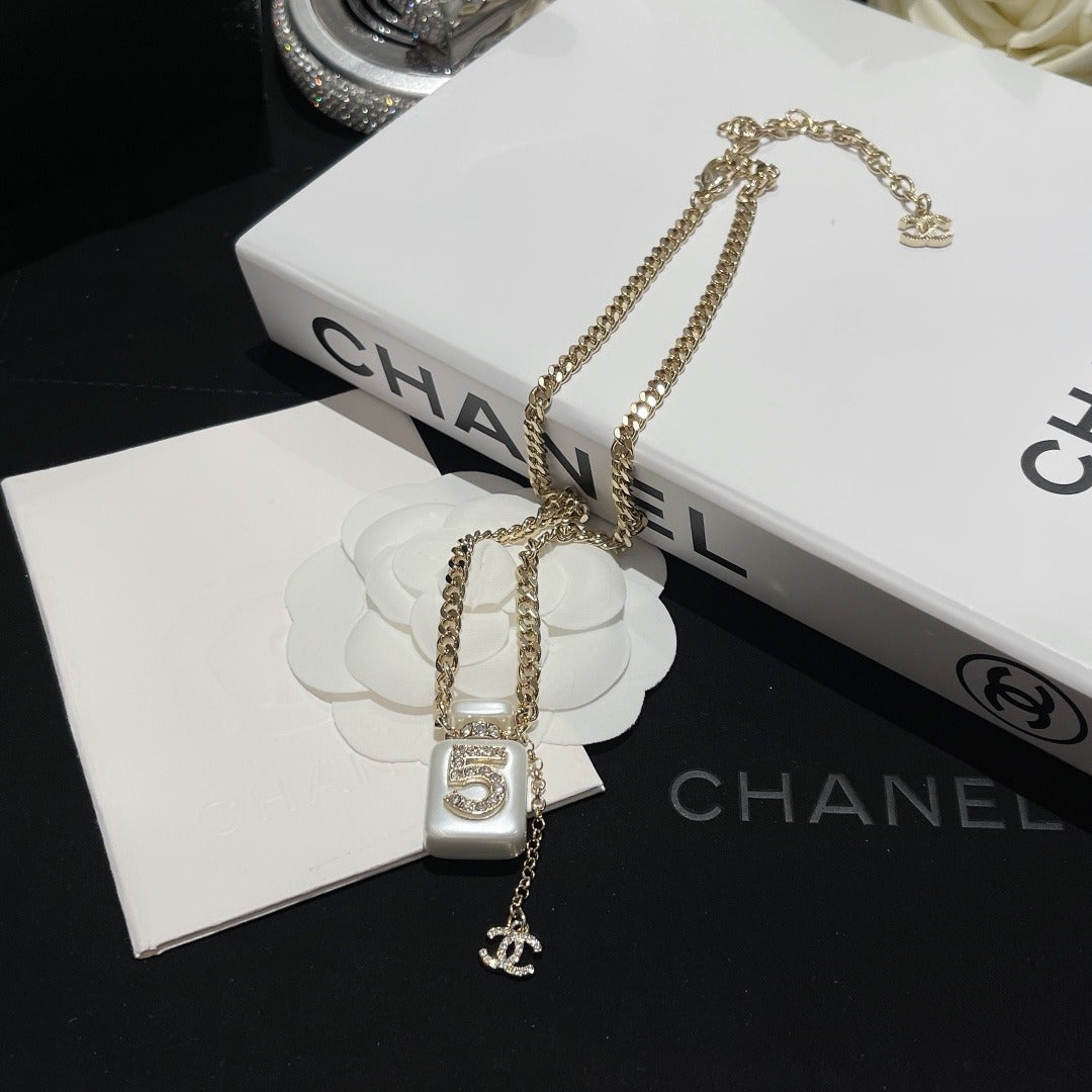 Chanel White Brass Necklace