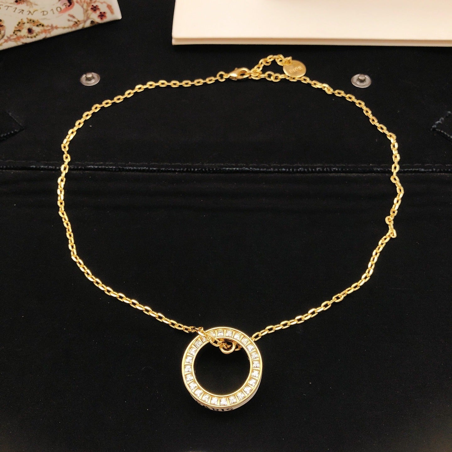 Dior White Brass Round Necklace