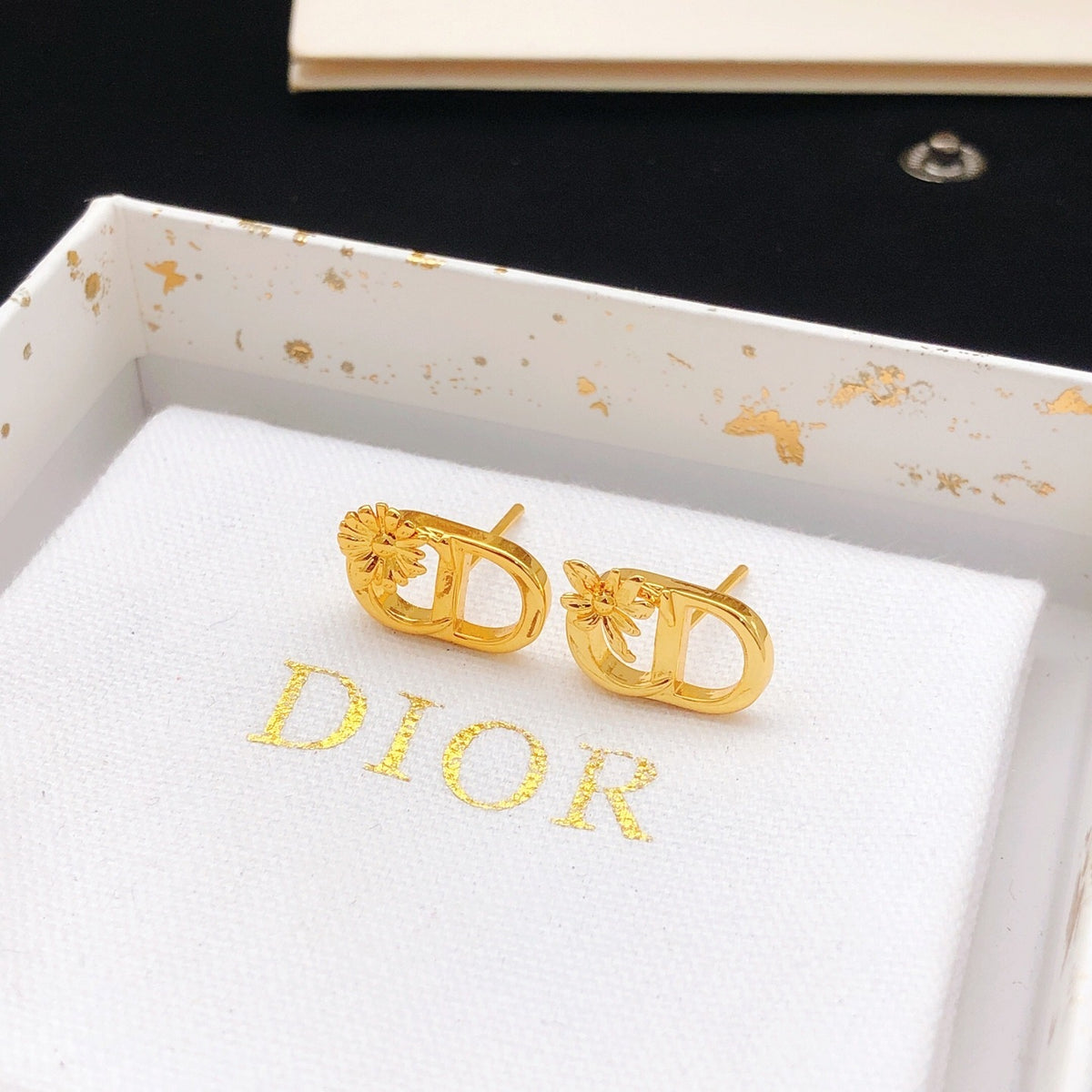 Dior Brass Sunburst Earrings