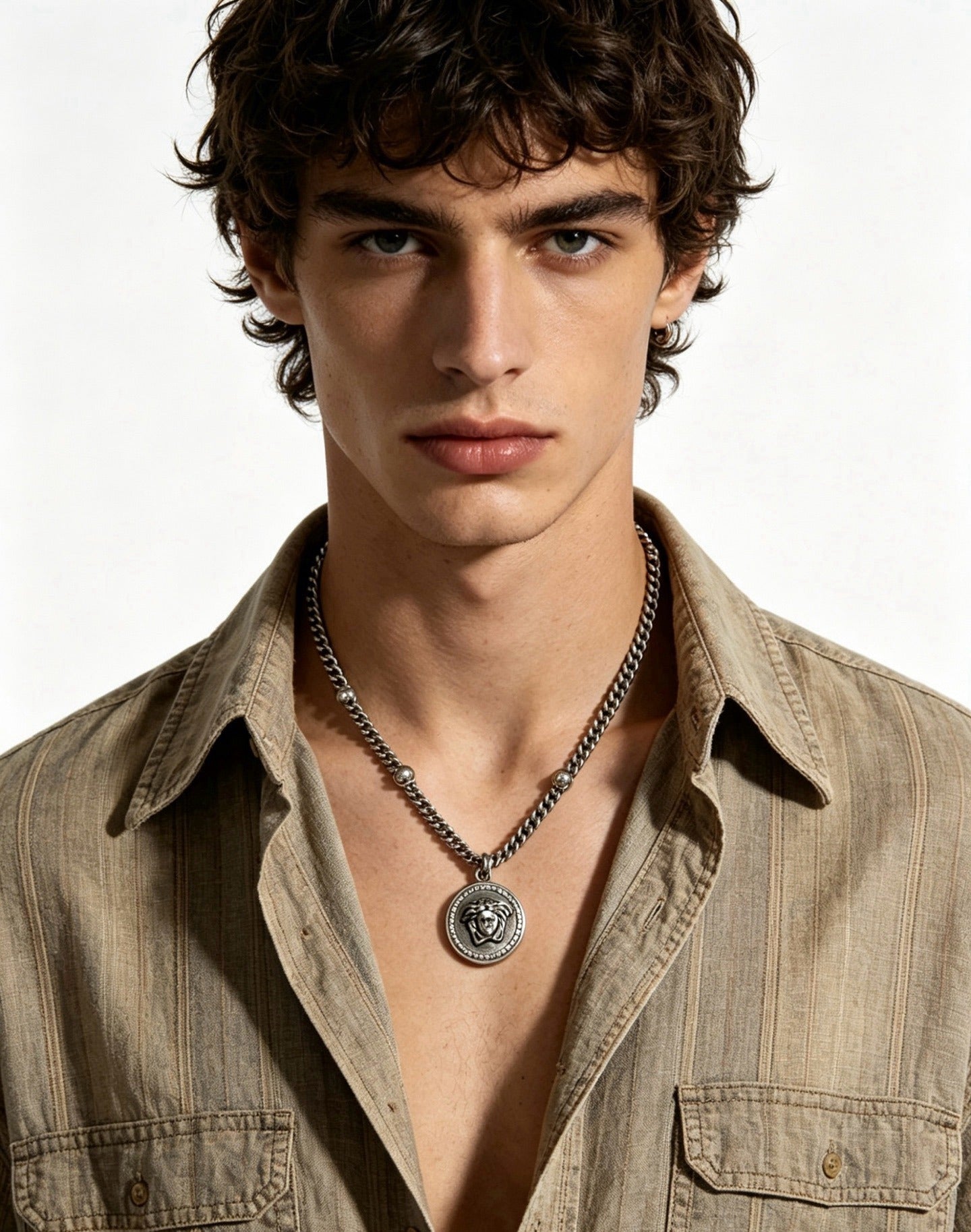 Versace Sterling Silver Chain Necklace