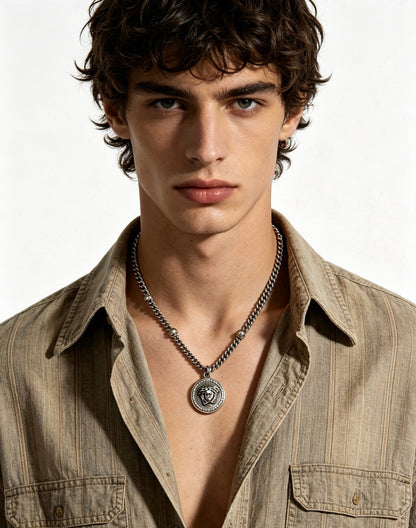 Versace Sterling Silver Chain Necklace