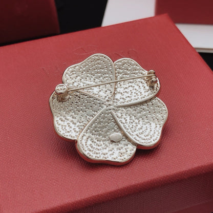 Chanel Black Brass Floral Brooch