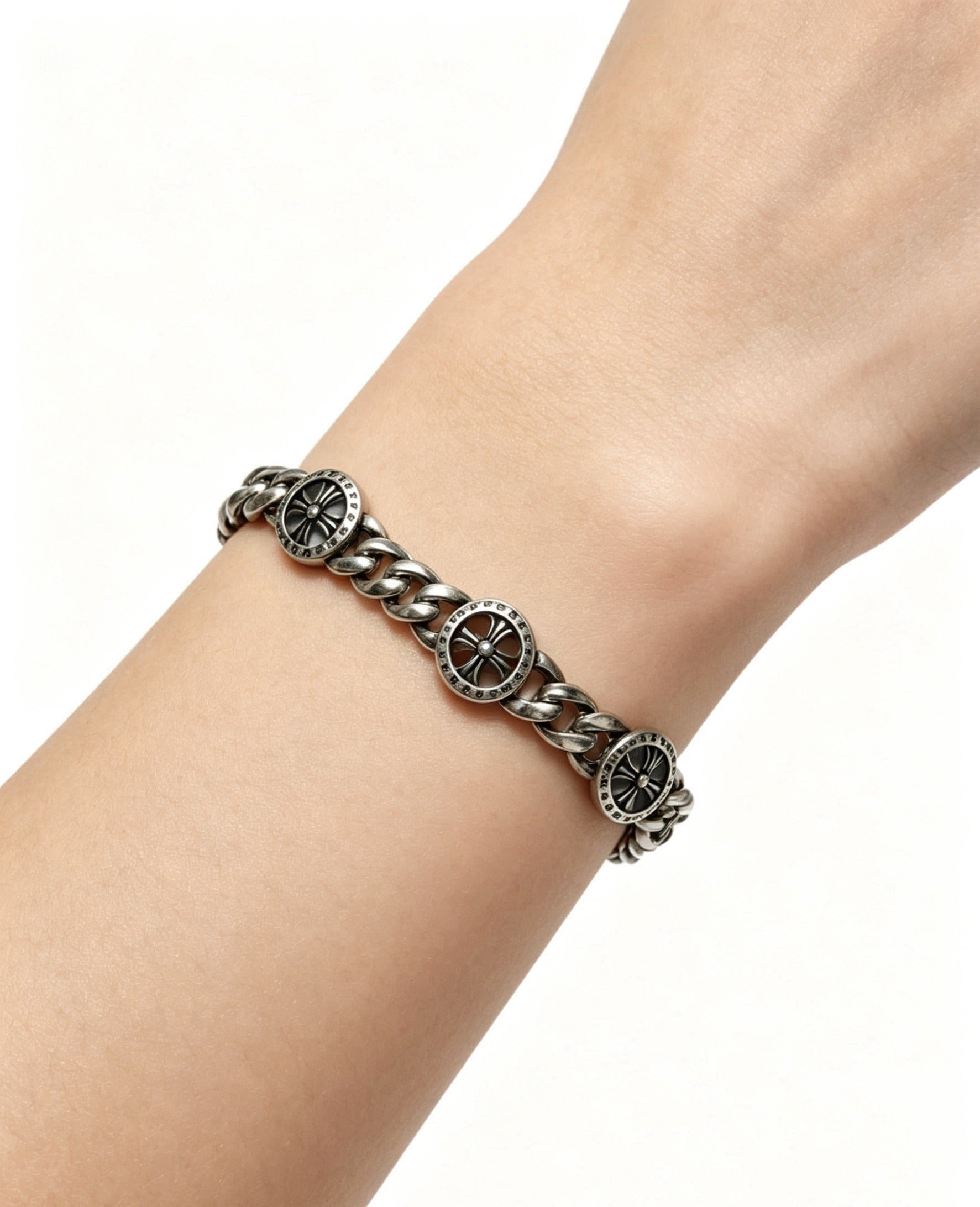 Chrome Hearts Sterling Silver Cross Bracelet