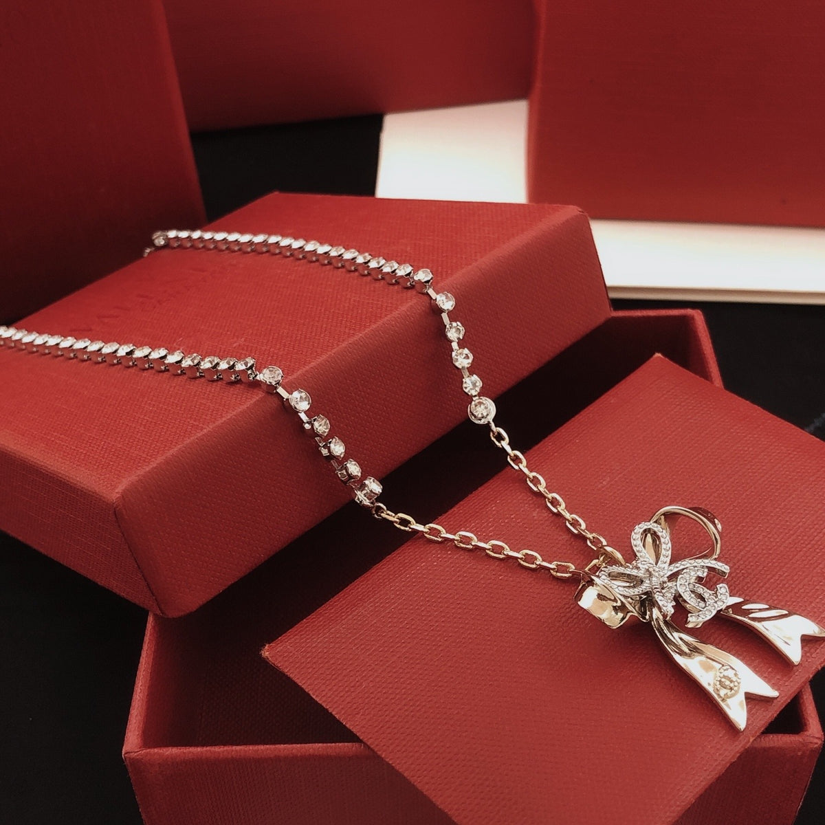 Chanel Brass Bow Necklace