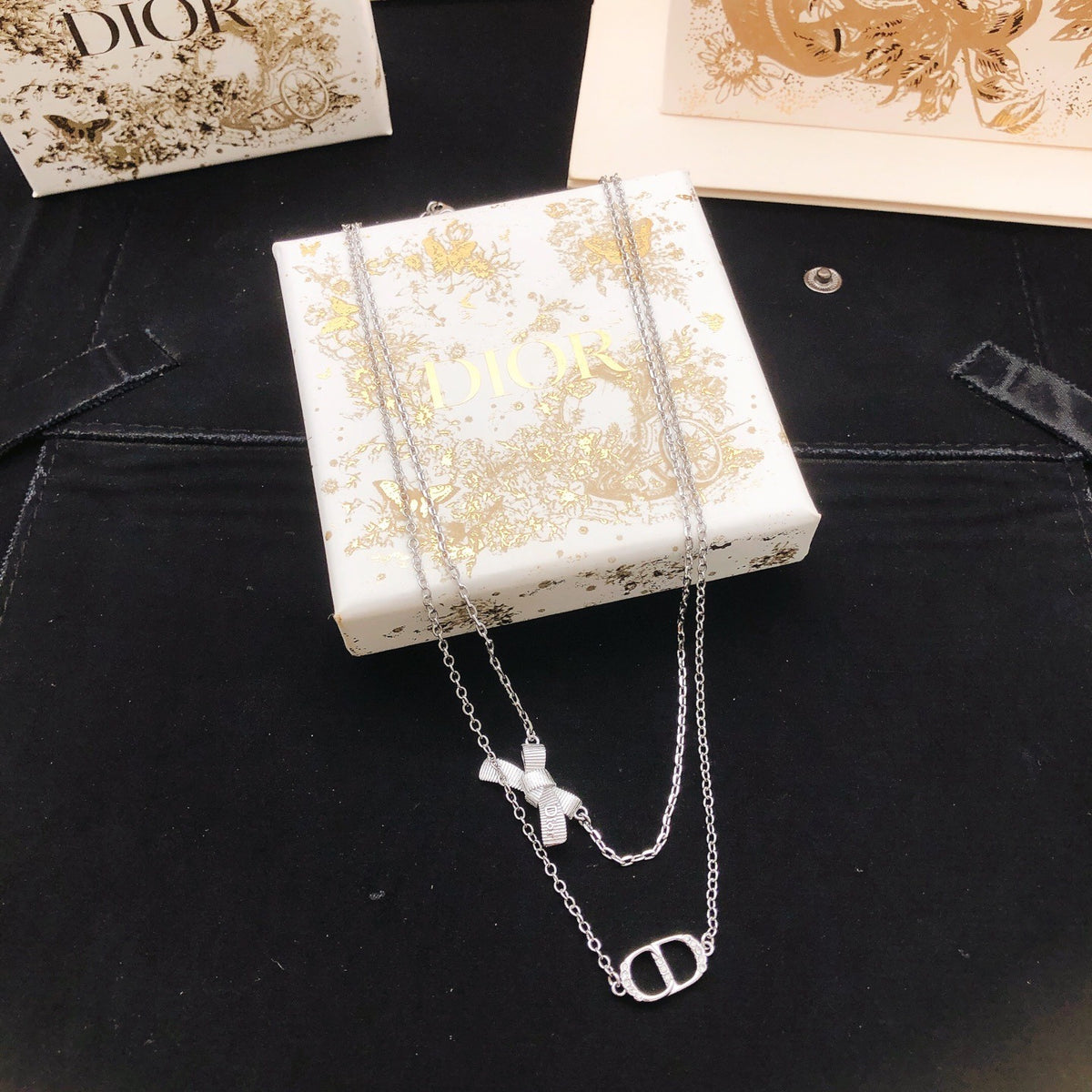 Dior Brass Bow Necklace