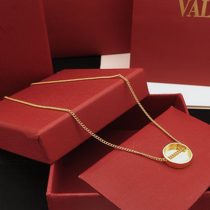 Miu Miu Black Brass Round Necklace
