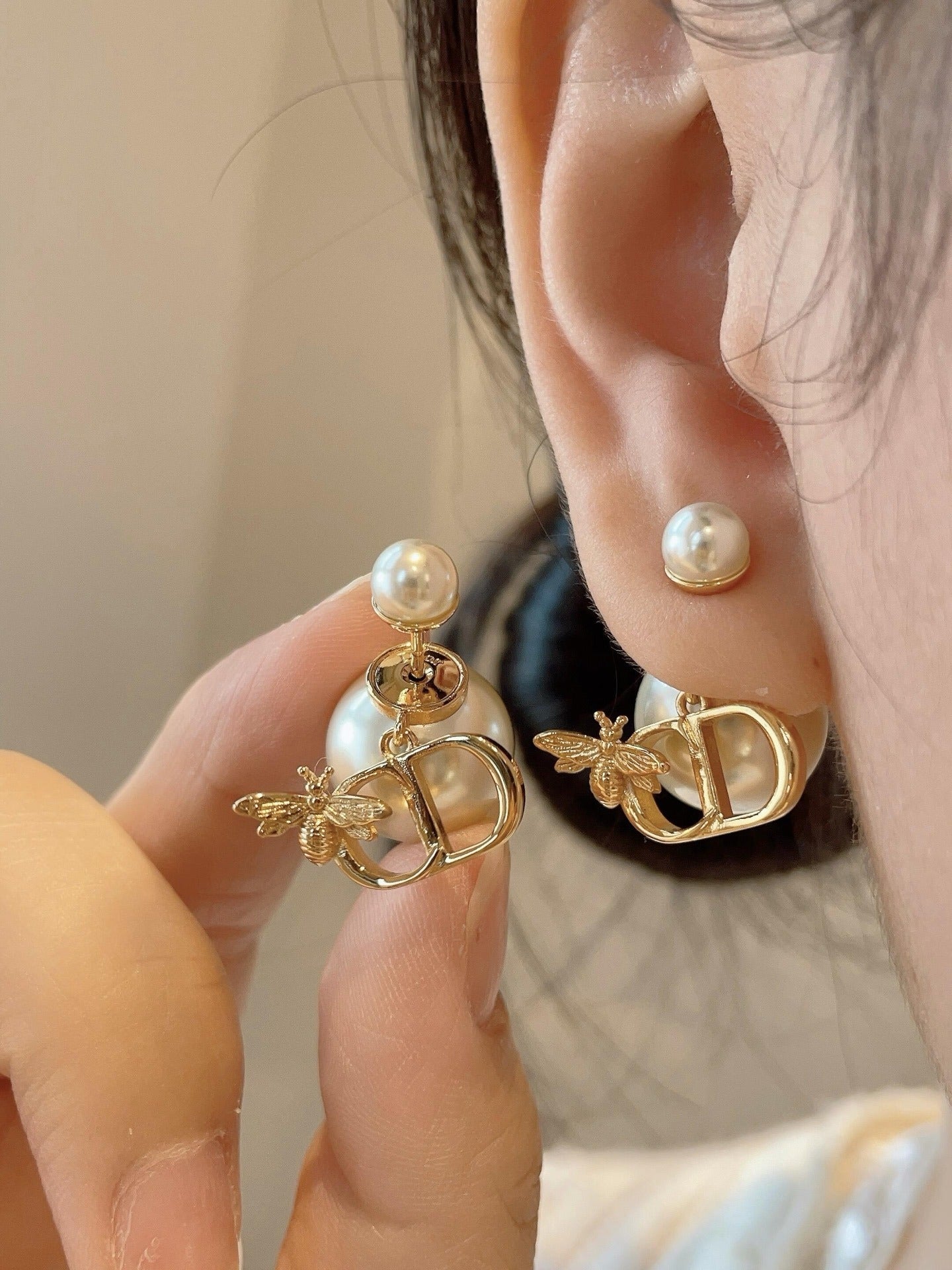 Dior Brass Bee Earrings