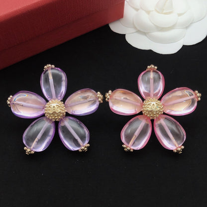 Chanel Purple Brass Floral Brooch