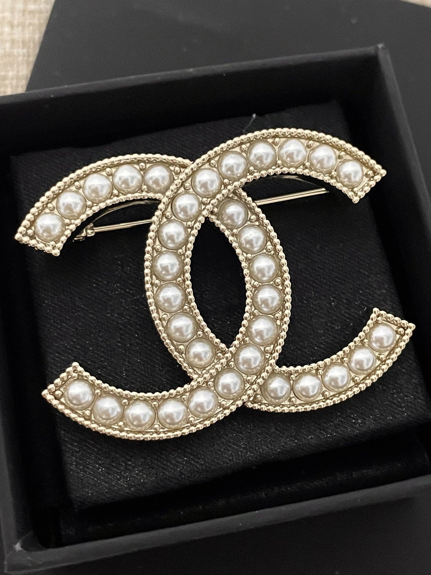 Chanel Brass Pearl Brooch