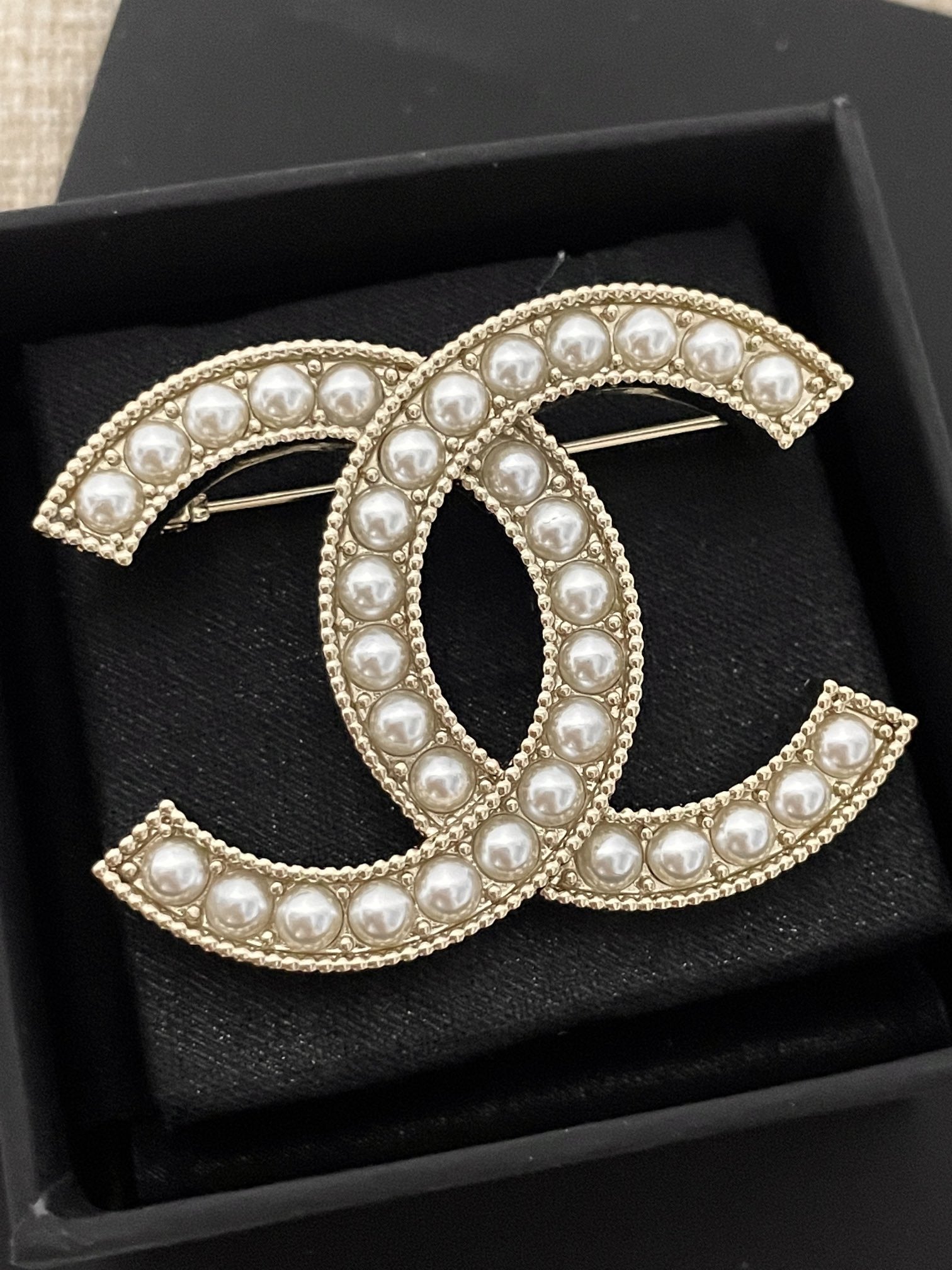 Chanel Brass Pearl Brooch