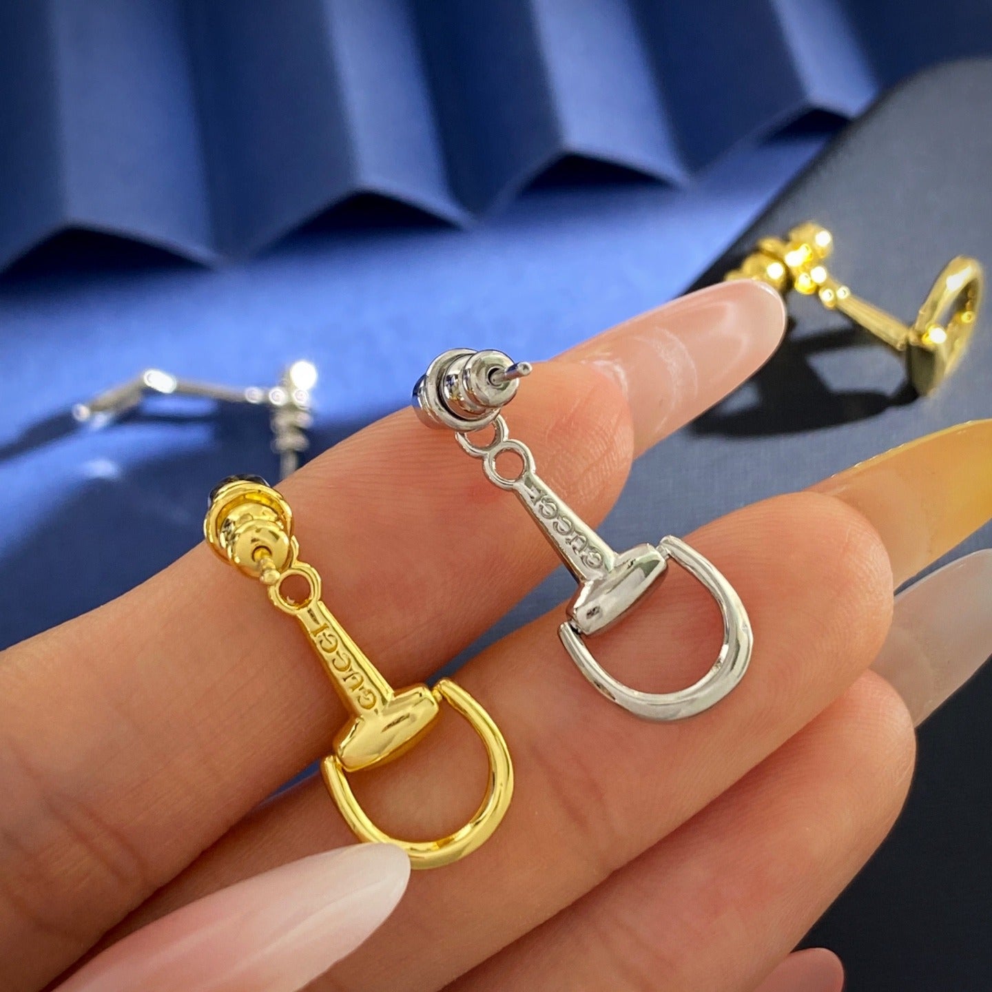 Gucci Silver Brass Horsebit Earrings