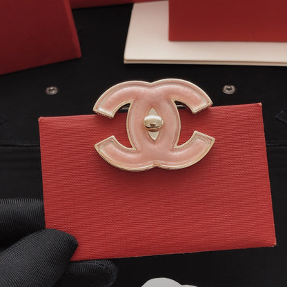 Chanel Pink Brass Brooch