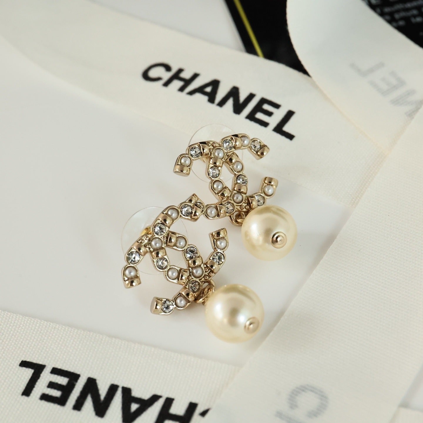 Chanel White Pearl Earrings