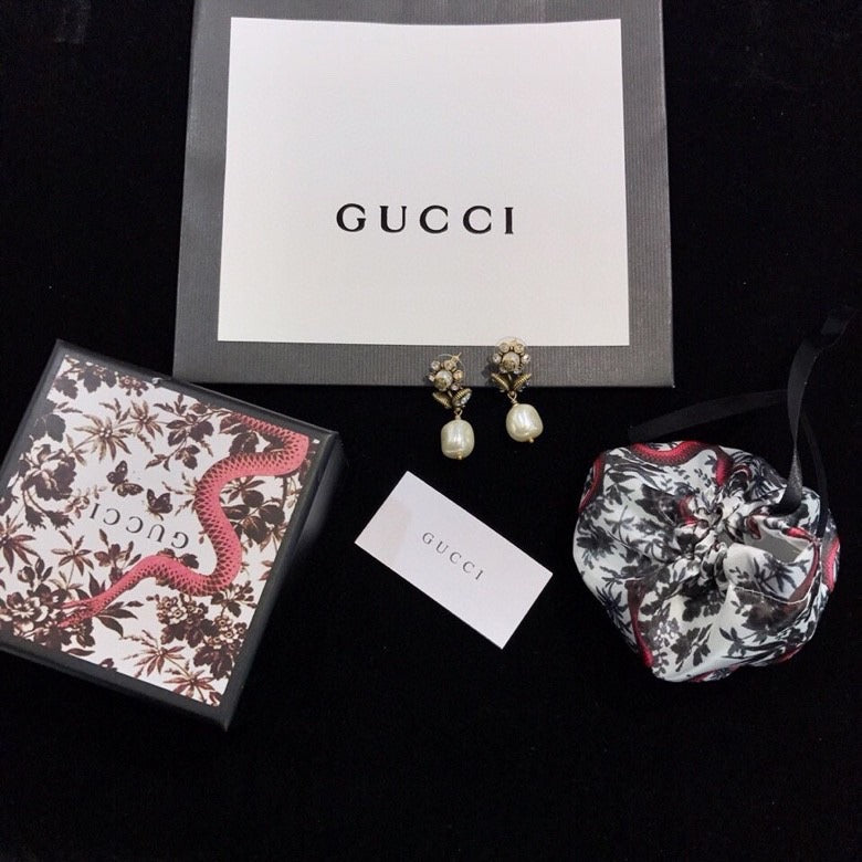 Gucci Sterling Silver Pearl Earrings