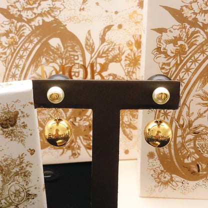 Dior Black Brass Pearl Earrings