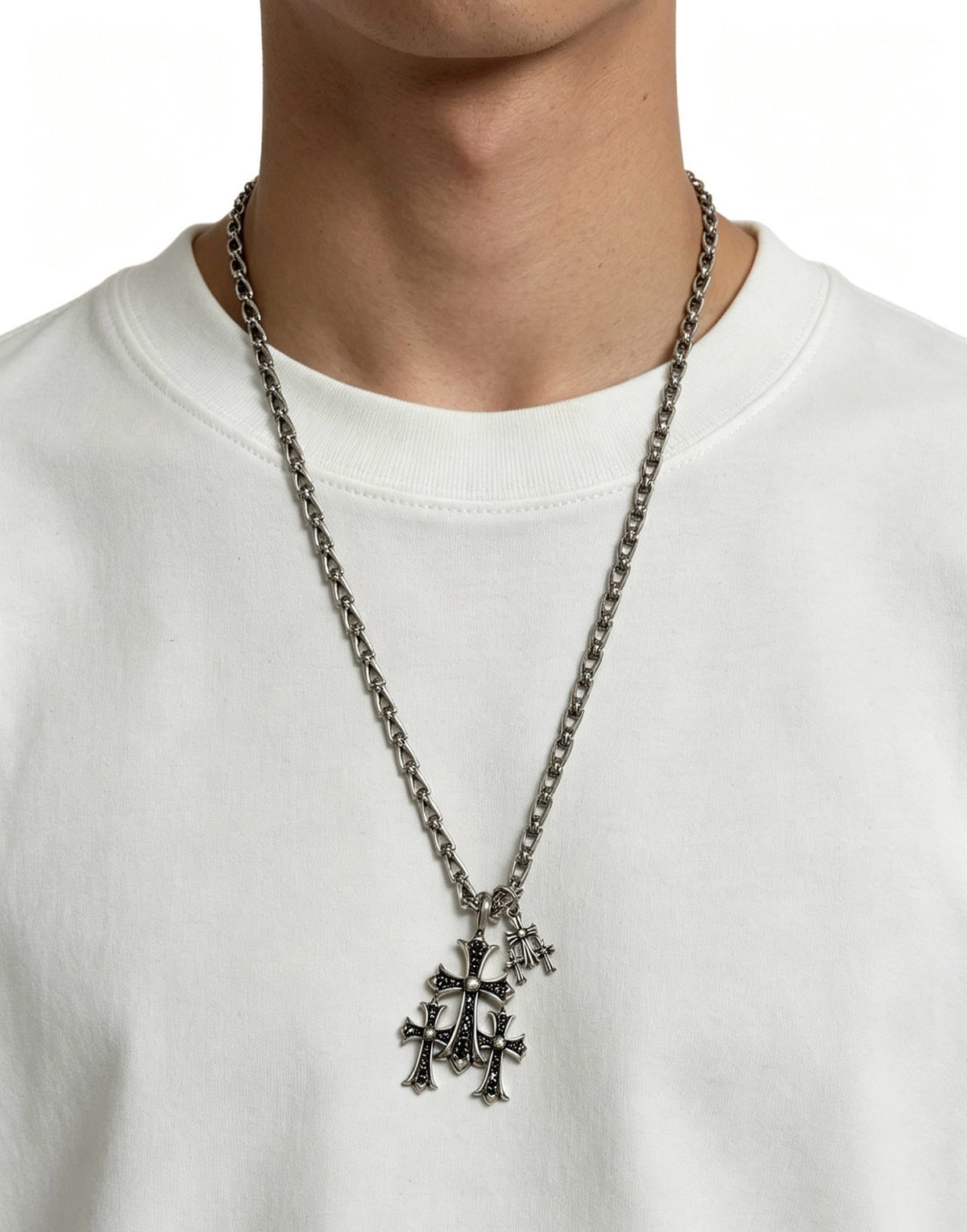 Chrome Hearts Sterling Silver Cross Necklace