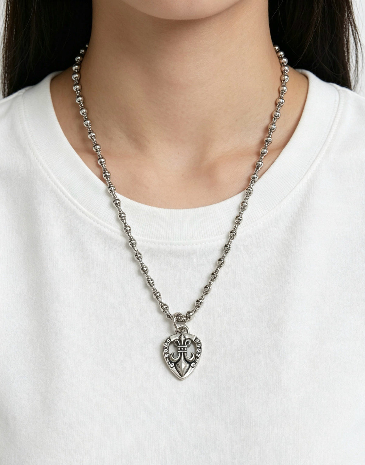 Chrome Hearts Sterling Silver Cross Necklace