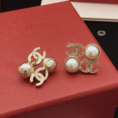 Chanel Brass Pearl Earrings