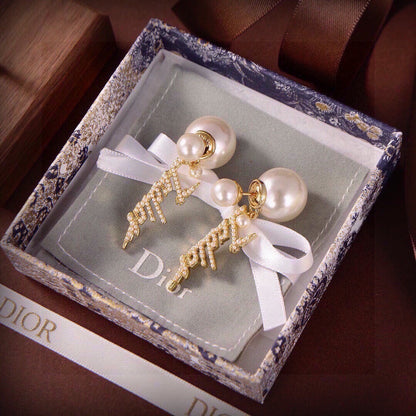Dior Brass Pearl Earrings