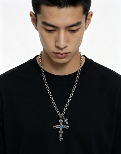 Chrome Hearts Sterling Silver Cross Necklace