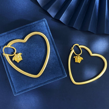 Versace Gold Brass Heart Earrings