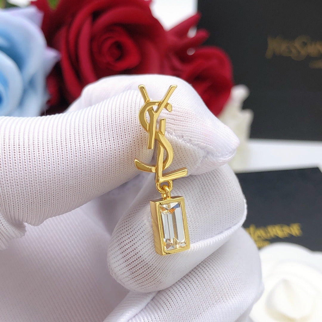 Saint Laurent Silver Logo Earrings