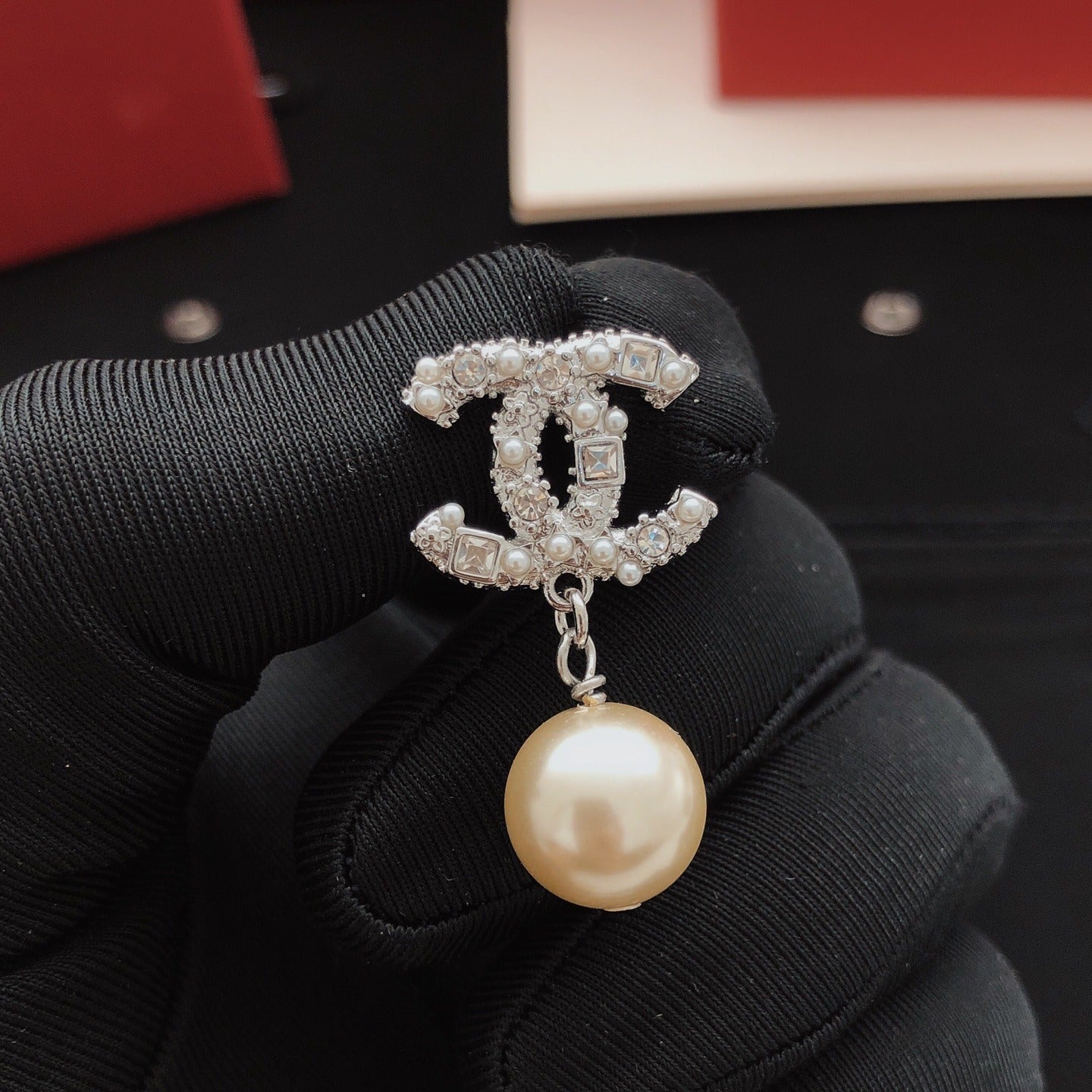Chanel Brass Pearl Earrings