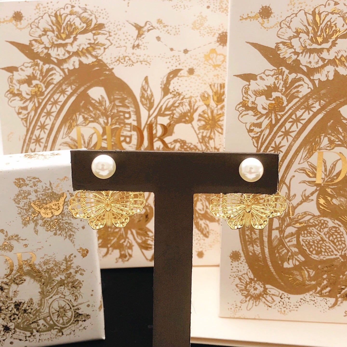 Dior Brass Butterfly Earrings