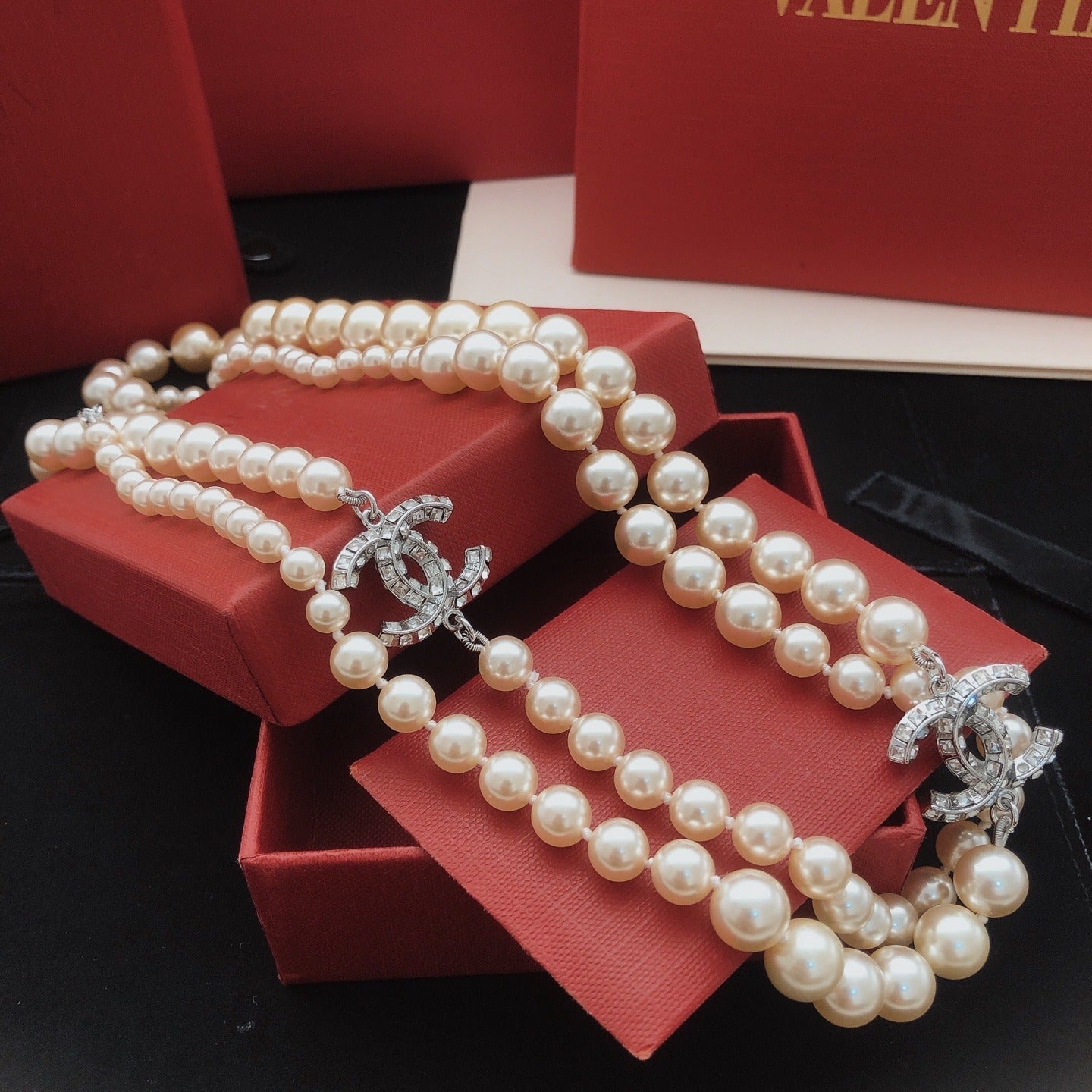 Chanel Brass Pearl Necklace