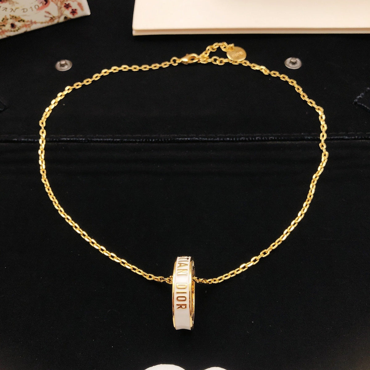Dior White Brass Round Necklace