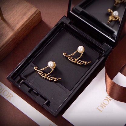 Dior Brass Logo Earrings