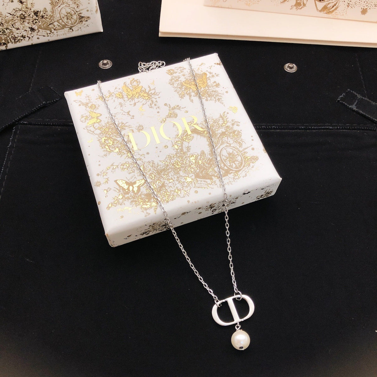 Dior Silver Brass Pearl Necklace