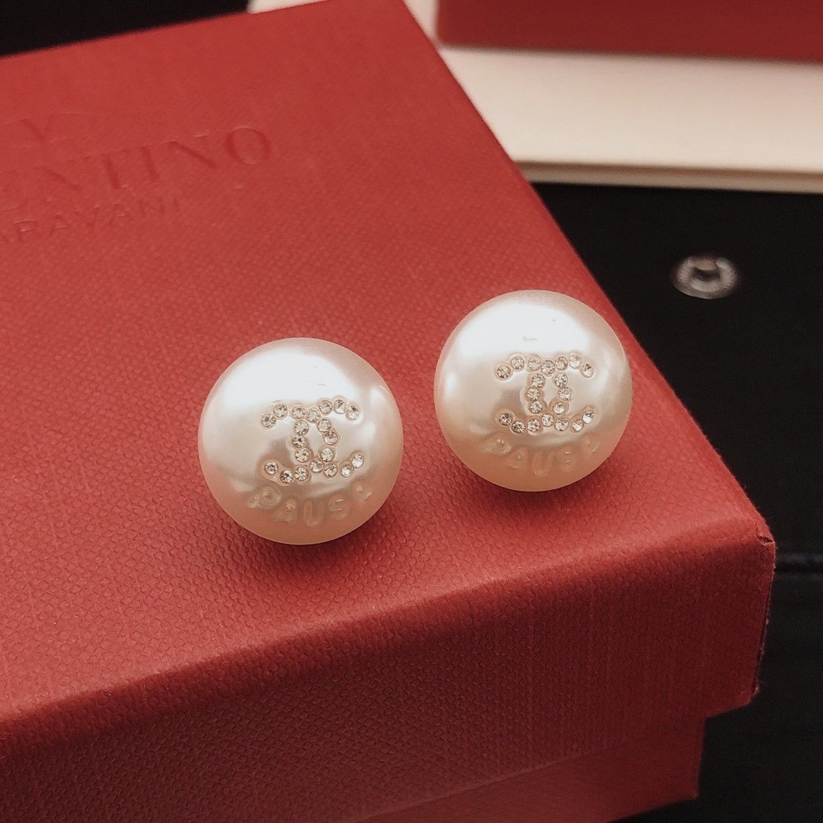 Chanel Brass Pearl Earrings