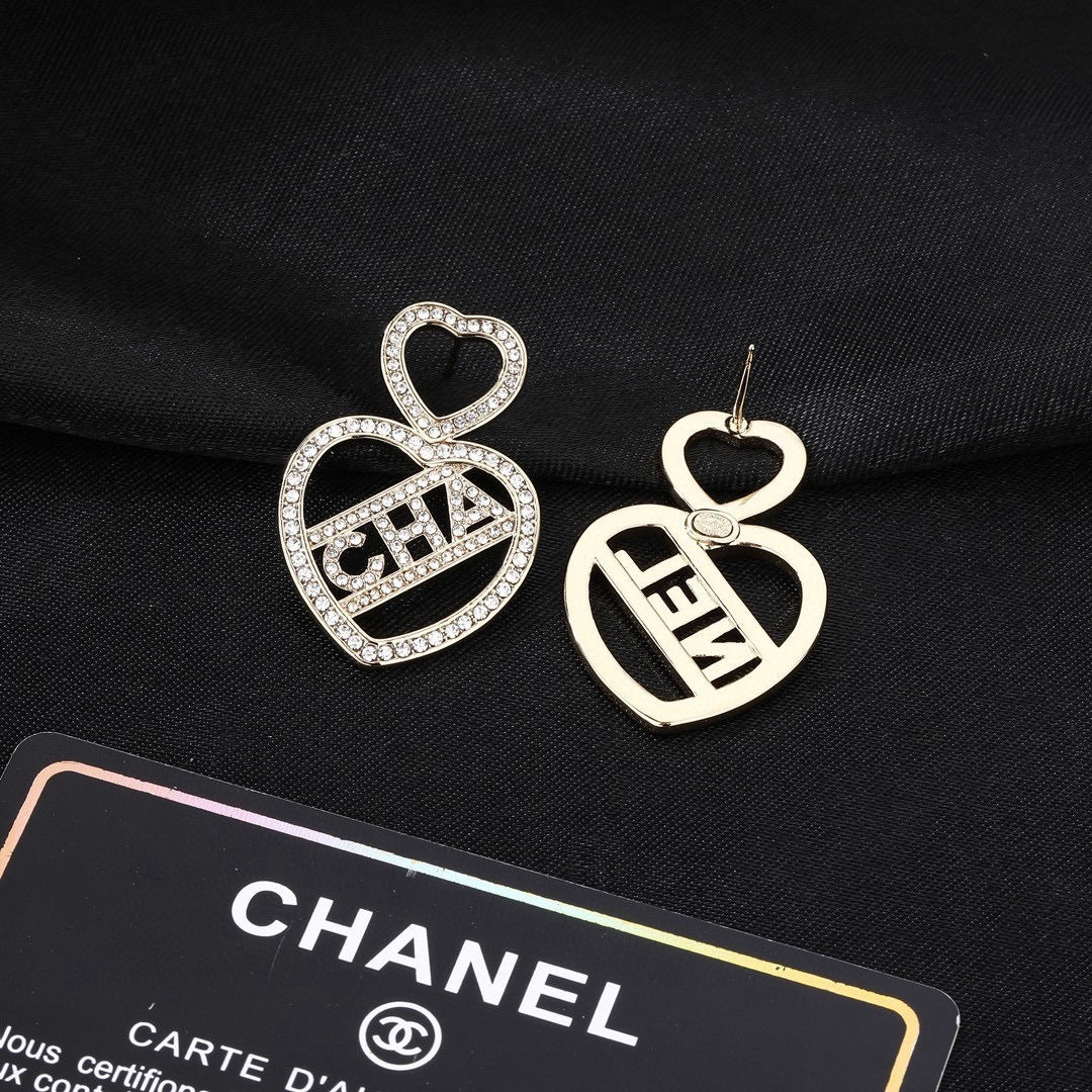 Chanel Brass Heart Earrings