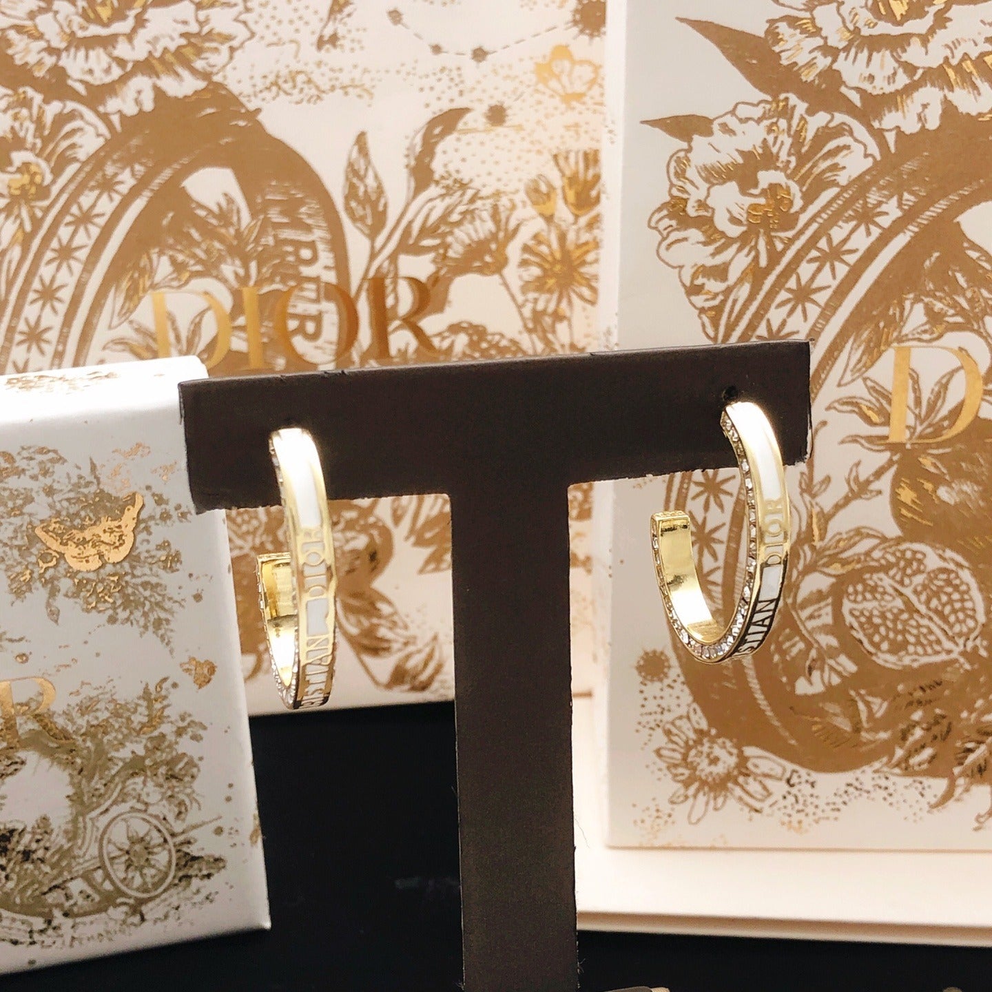 Dior White Brass Earrings