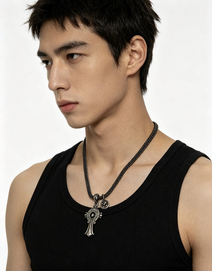 Chrome Hearts Sterling Silver Cross Necklace