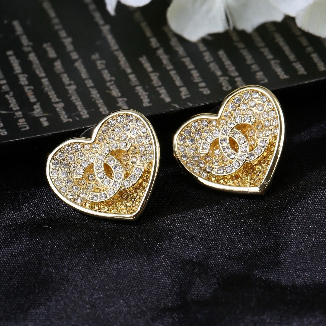 Chanel Brass Heart Earrings