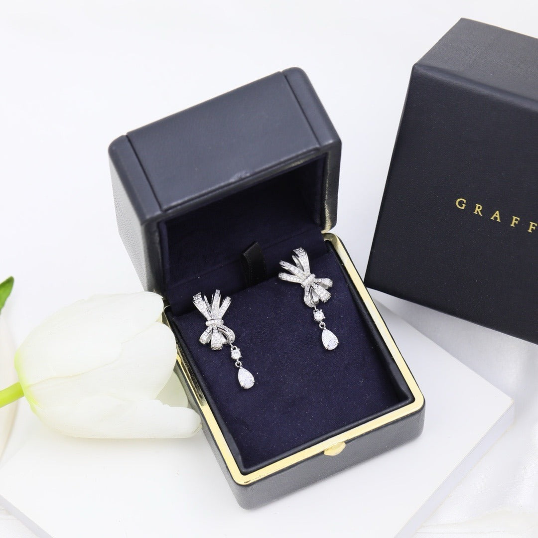 Graff Sterling Silver Bow Earrings