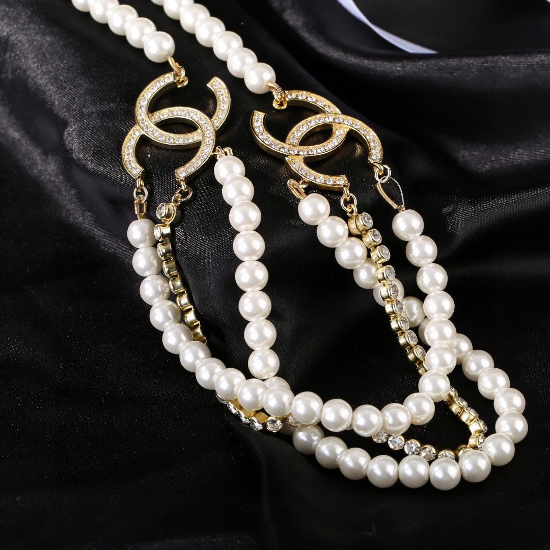 Chanel Brass Pearl Necklace